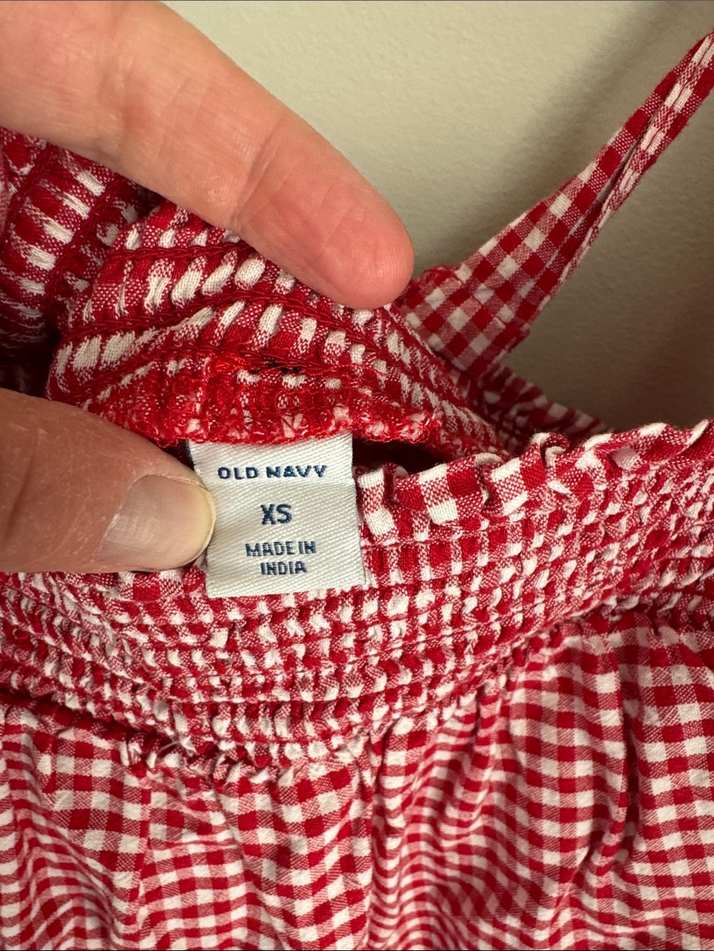 Old Navy Red Gingham Tie-Shoulder Sundress - Picture 2 of 3